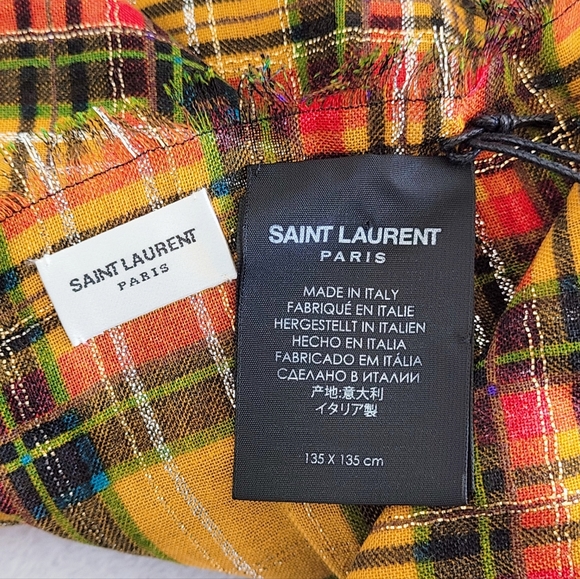 Authentic Saint Laurent Paris Patterned Jacquard Wool Silk Scarf Shawl - Picture 3 of 16